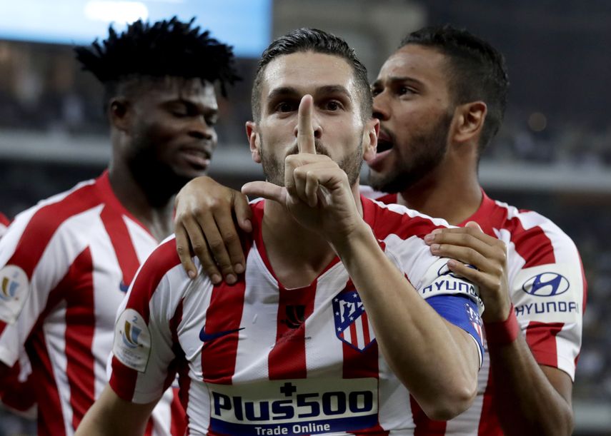Koke festeja tras marcar un gol para el Atl&eacute;tico de Madrid ante el Barcelona en la semifinal de la Supercopa Espa&ntilde;ola, el jueves 9 de enero de 2020 en Yeda, Arabia Saudita.&nbsp;