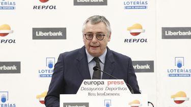 En esta foto del 19 de febrero de 2019, el exjugador y comentarista deportivo ingl&eacute;s Michael Robinson durante una rueda de prensa en Madrid.&nbsp;
