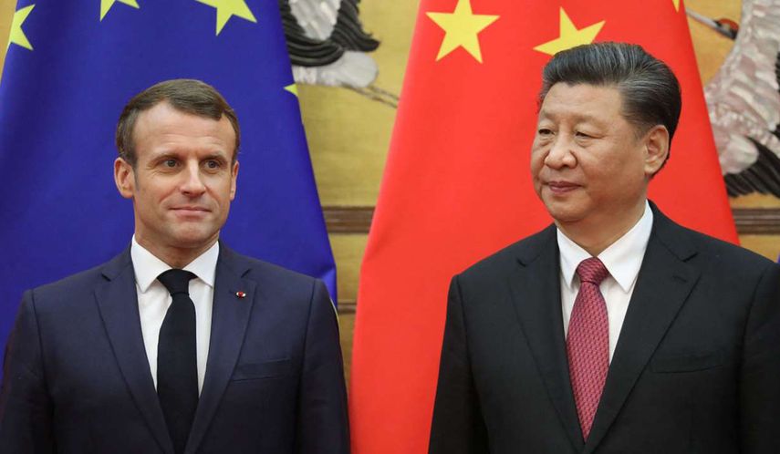 Emmanuel Macron y Xi Jinping, en Pekín.