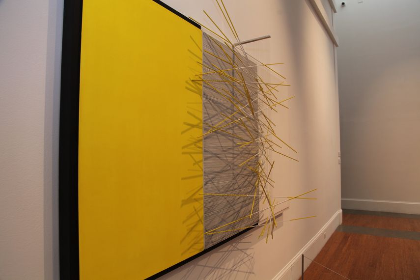 Detalle de la obra Gran Tríptico Amarillo (1968), de Jesús Rafael Soto.&nbsp;