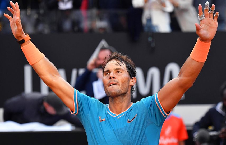 Rafael Nadal celebra su victoria en Roma.