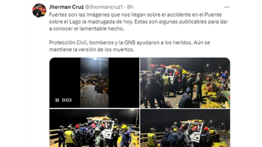 Imágenes compartidas en redes sociales muestran la impactante escena del accidente, evidenciando las graves consecuencias de la colisión en el puente sobre el lago de Maracaibo.