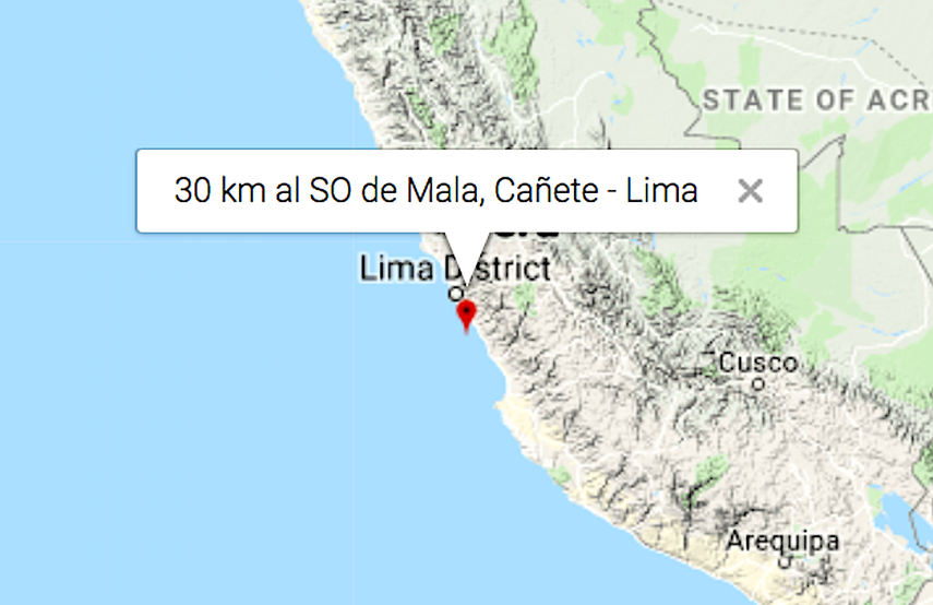 Zona donde ocurrió el temblor.&nbsp;
