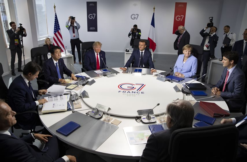 Foto tomada el 26 de agosto del 2019 de los l&iacute;deres del G7 en una cumbre en Biarritz, Francia.&nbsp;