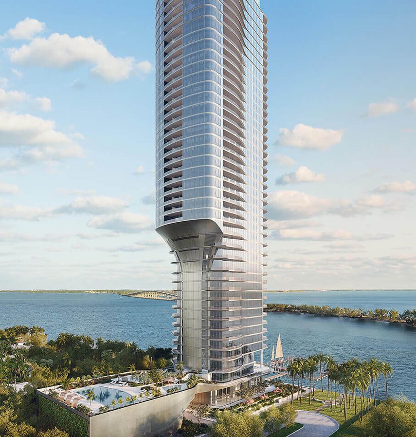 imagen diseñada de lo que será la impresionante torre de 47 pisos de Una Residences, en Miami.&nbsp;
