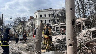 Ataque ruso con misiles en Sumy, Ucrania. Foto de abril 13, de 2025.&nbsp;