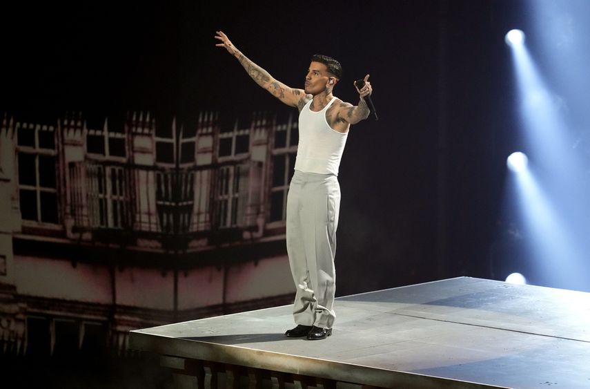 Rauw Alejandro durante su presentación en los Premios MTV Video Music Awards el miércoles 11 de septiembre de 2024 en el UBS Arena de Elmont, Nueva York.&nbsp;