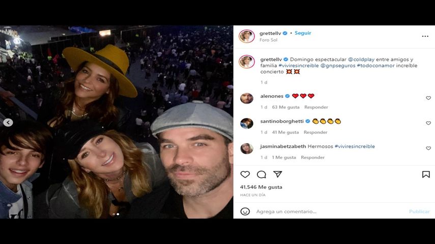 Captan a Geraldine Bazán y Alejandro Nones en concierto de Coldplay.