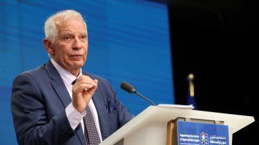 El jefe de política exterior de la Unión Europea, Josep Borrell, ofrece una conferencia de prensa en el edificio del Consejo Europeo, en Bruselas, el 15 de junio de 2023. 