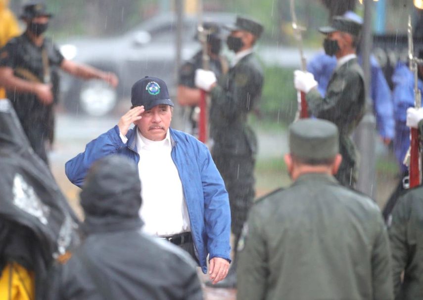 El dictador sandinista Daniel Ortega durante un evento de la Fuerza Aérea de Nicaragua