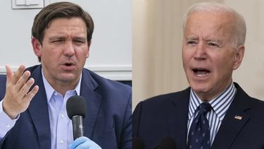 El gobernador de Florida, Ron DeSantis, y el presidente de EEUU, Joe Biden.