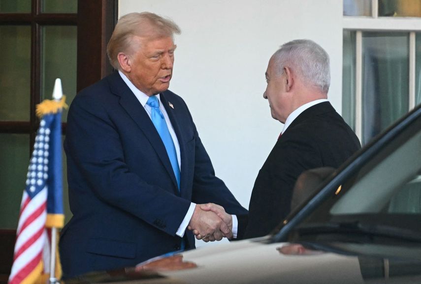 El presidente de Estados Unidos Donald J. Trump durantíe el recibimiento en la Casa Blanca del primer ministro israelí, Benjamín Netanyahu.