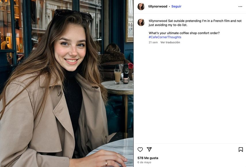 Cuenta de Instagram de Tilly Norwood, la actriz creada con inteligencia artificial
