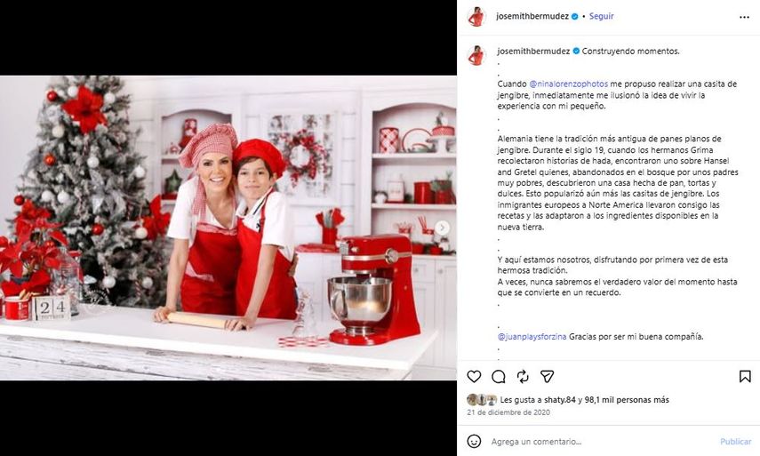 La actriz y presentadora Josemith Bermúdez junto a su hijo Juan Cristóbal.&nbsp;