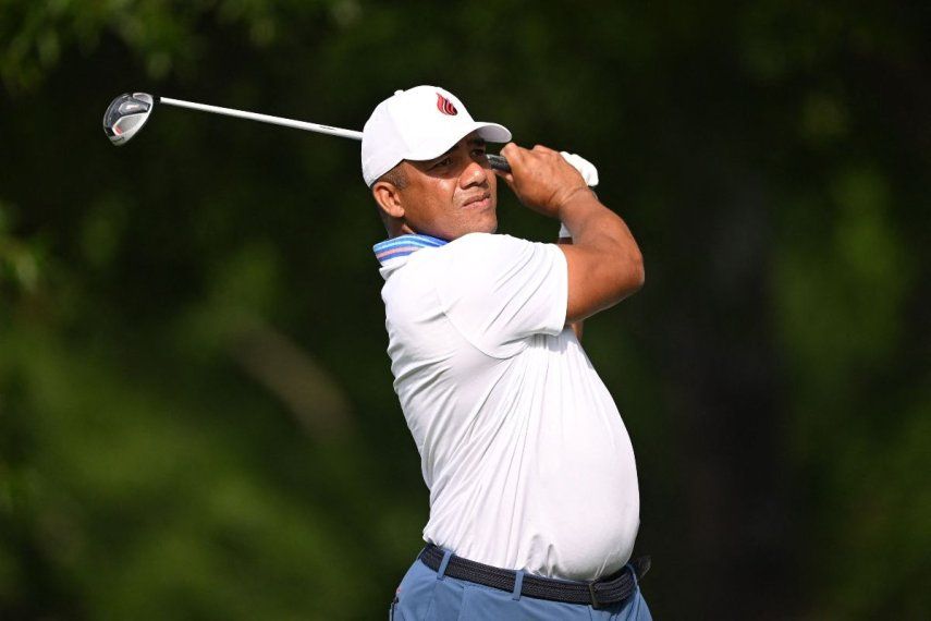 El venezolano Jhonattan Vegas compite en un torneo del Campeonato de la PGA, el 16 de mayo de 2025.