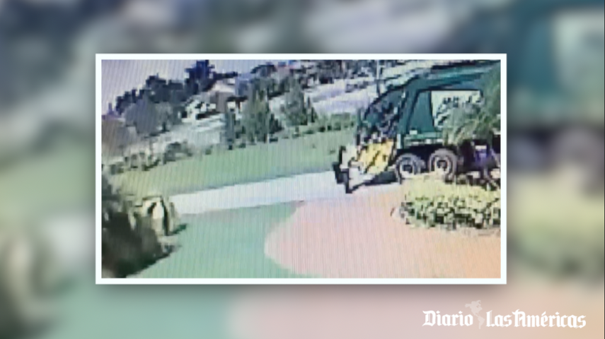 Captura de video que muestra el momento en que se apropian de un tanqeu de basura... Un robo inusual