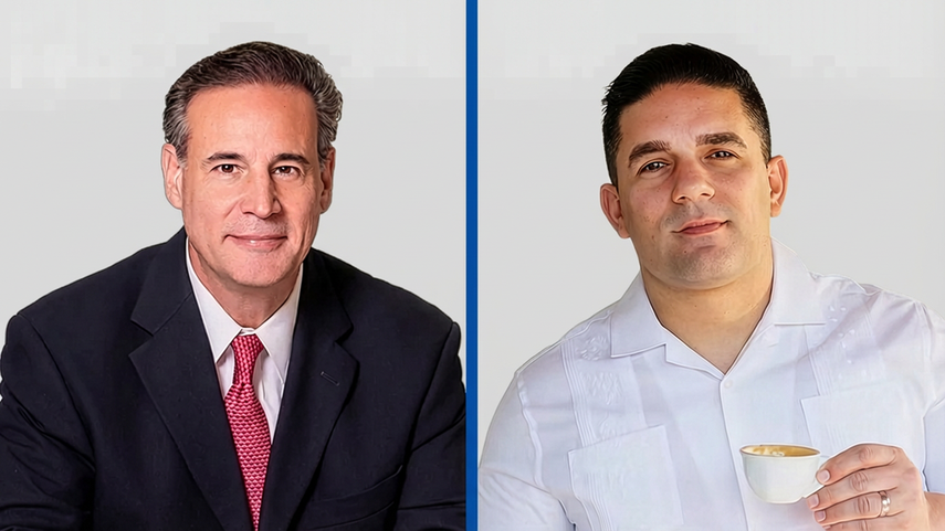 Los candidatos Frank Carollo y Rolando Escalona