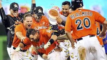 Martín Prado se bañó de gloria en las dos victorias del equipo en la serie contra los Mets . (Reuters)