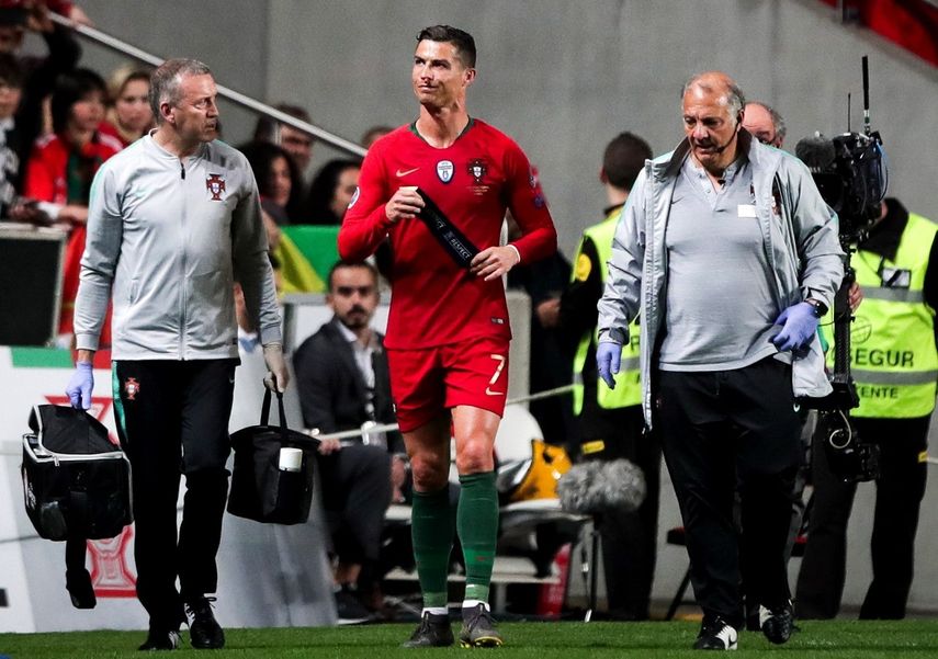 Cristiano&nbsp;Ronaldo se retiró lesionado en el minuto 28 del partido que la selección de Portugal disputó ante Serbia, el 25 de marzo, de clasificación para la Eurocopa 2020.