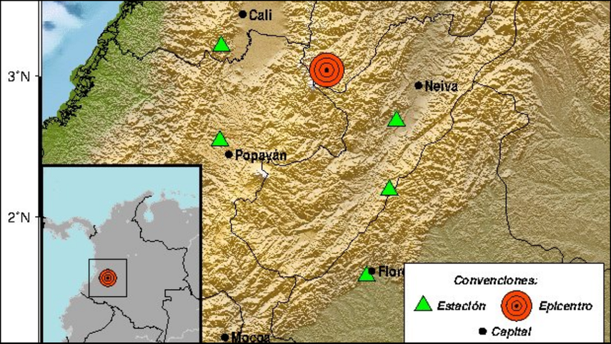 Reportamos evento sísmico, a las 16:07, hora local. Magnitud 5.0, indicó el Servicio Geológico Colombiano en su cuenta de Twitter.
