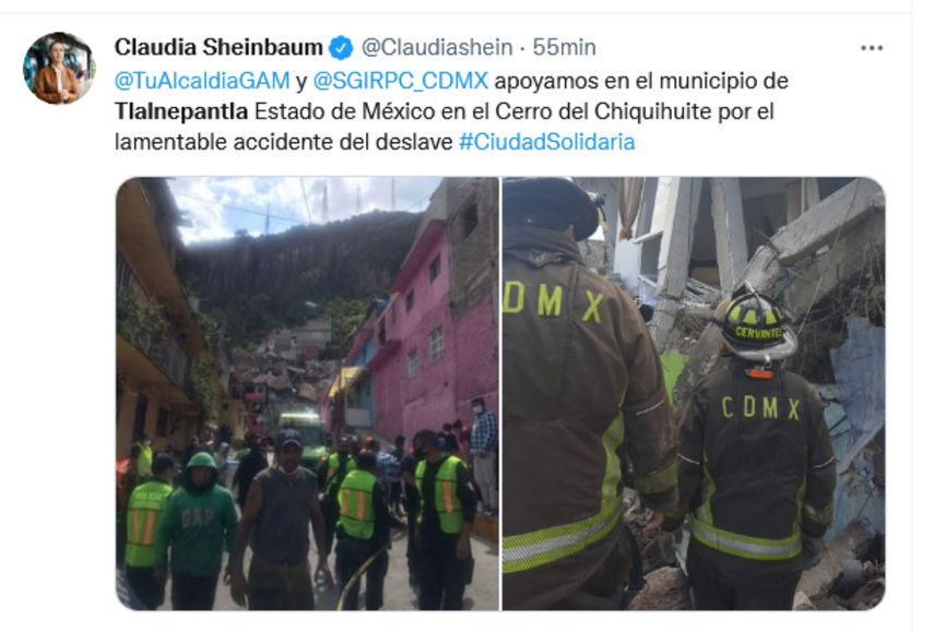 Apenas tres días antes, el gobierno de Tlalnepantla indicó en un comunicado que trabajadores municipales estaban laborando para retirar lodo y rocas que se habían acumulado en el mismo vecindario debido a las intensas lluvias