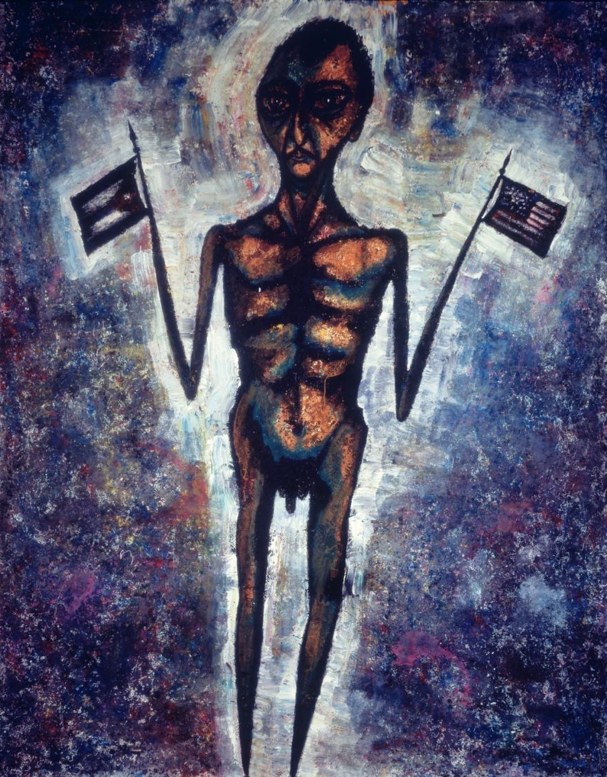 La pieza “The Exile-Man with two countries”, de Luis Cruz Azaceta. 