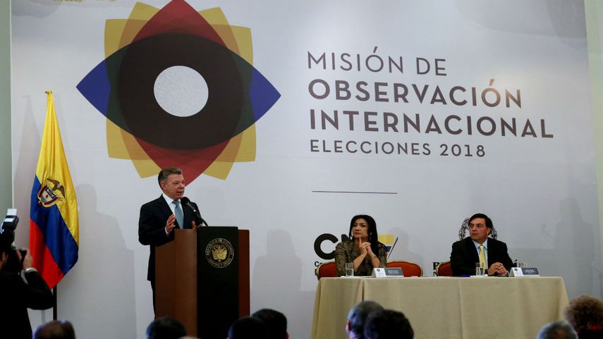 El presidente Juan Manuel Santos durante la instalación de la Misión de Observación Electoral (MOE)