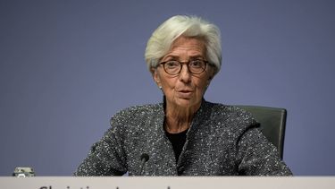&nbsp;La presidenta del Banco Central Europeo Christine Lagarde en una conferencia de prensa.&nbsp; 