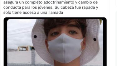 Captura de pantalla con la imagen del niño cubano de 15 años Reniel Rodríguez detenido por la dictadura