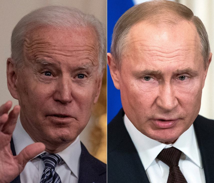 El presidente Joe Biden (izq) y el gobernante ruso Vladimir Putin (der).