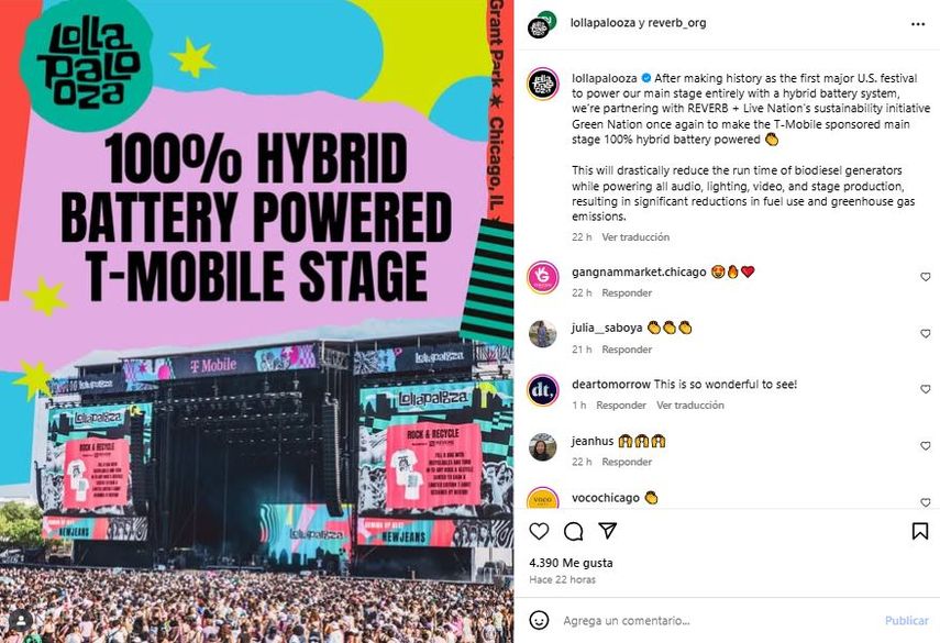 &nbsp;Lollapalooza 2025 será completamente alimentado por un sistema de baterías híbridas.