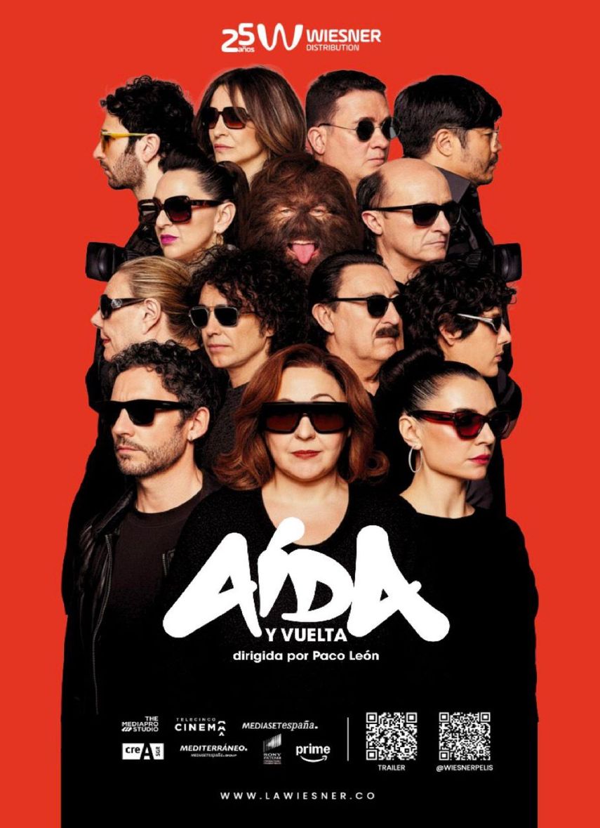 Cartel oficial de&nbsp;Aída y vuelta (2026), la nueva produccion dirigida por Paco León que lleva al cine el universo de Esperanza Sur.