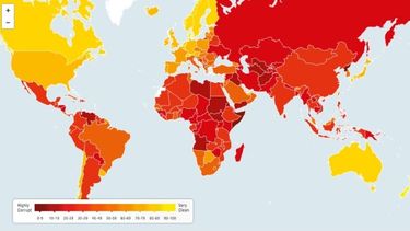 Mapa de Transparencia Internacional que señala los niveles de corrupción en el mundo en 2024.&nbsp;