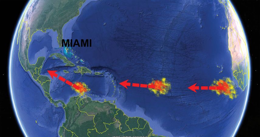 Esta ilustraci&oacute;n recoge la posici&oacute;n aproximada de tres zonas de mal tiempo.