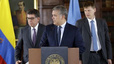 El presidente de Colombia, Iván Duque, al centro. 