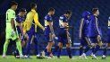 Jugadores del club argentino Boca Juniors salen de la cancha al final de su partido por la Copa Libertadores ante el ecuatoriano Barcelona, en la Bombonera, en Buenos Aires, Argentina, el jueves 20 de mayo de 2021 Jugadores del club argentino Boca Juniors salen de la cancha al final de su partido por la Copa Libertadores ante el ecuatoriano Barcelona, en la Bombonera, en Buenos Aires, Argentina, el jueves 20 de mayo de 2021