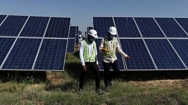 Imagen de un campo de paneles solares.