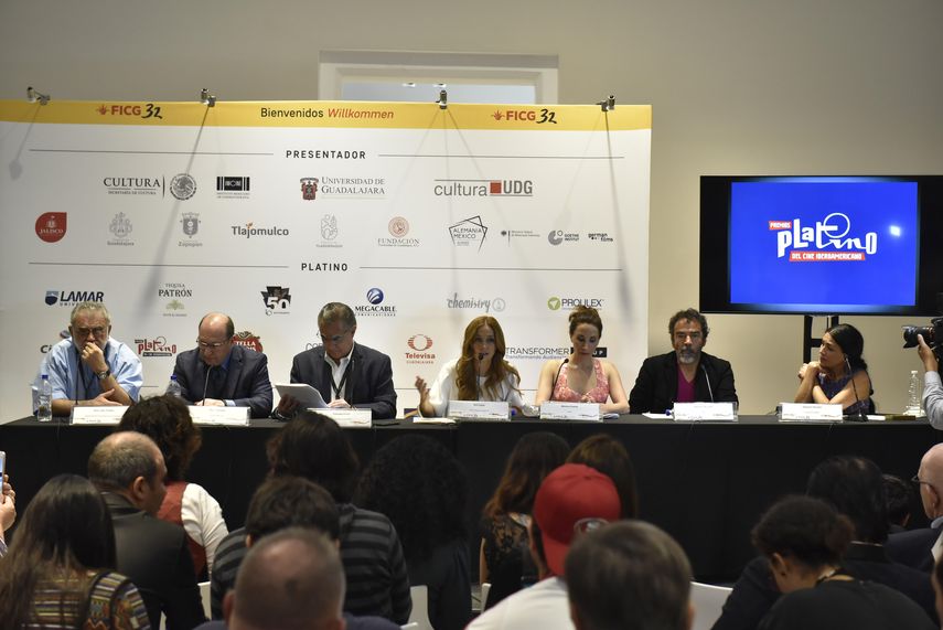 Vista general de la rueda de prensa en la ciudad de Guadalajara (México) este domingo 12 de marzo de 2017, donde se dieron a conocer los detalles de la próxima entrega de los&nbsp;Premios&nbsp;Platino&nbsp;en la ciudad de Madrid.