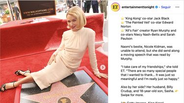 Naomi Watts recibe estrella en el Paseo de la Fama de Hollywood en una ceremonia celebrada el lunes 13 de octubre.
