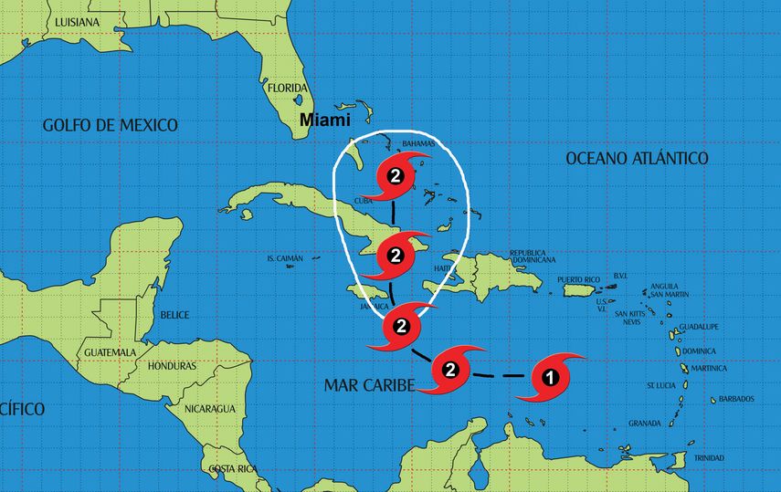 El área metropolitana de Miami y las zonas adyacentes deben permanecer atentos a los próximos partes meteorológicos.