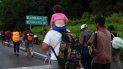 Se ve a migrantes centroamericanos y haitianos dirigiéndose en una caravana hacia los Estados Unidos, en Huixtla, Estado de Chiapas, México, el 4 de septiembre de 2021. Se ve a migrantes centroamericanos y haitianos dirigiéndose en una caravana hacia los Estados Unidos, en Huixtla, Estado de Chiapas, México, el 4 de septiembre de 2021.