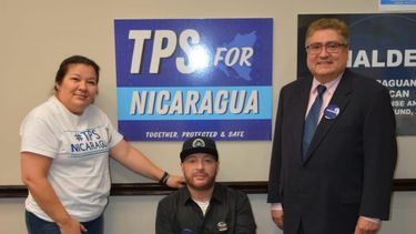 Harold Rocha (Der) presidente del Fondo Nicaragüense-Estadounidense de Defensa Legal y Educación (NALDEF, por su sigla en inglés) y Ronmel López&nbsp; (Centro) Director de Nicaragua Nueva Generación (NNG)&nbsp;