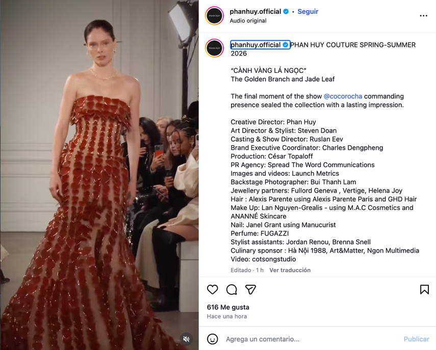 Diseñador Phan Huy representa a Vietnam en Semana de la Alta Costura de París