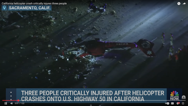 Imágenes del helicóptero accidentado, compartidas por NBC News.