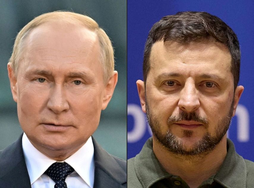El presidente ruso, Vladímir Putin, y su homólogo ucraniano, Volodímir Zelenski.&nbsp;