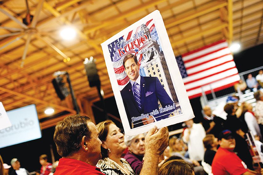 Seguidores del candidato cubanoamericano Marcos Rubio en un acto de campaña en MIami. (EFE)