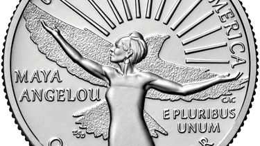 Esta foto del folleto proporcionada por la Casa de la Moneda de los Estados Unidos el 10 de enero de 2022 muestra el cuarto inverso en honor a Maya Angelou, diseñado por la artista del Programa de Infusión Artística (AIP) de la Casa de la Moneda de los Estados Unidos Emily Damstra y esculpido por el artista Medallic de la Casa de la Moneda de los Estados Unidos, Craig A. Campbell.