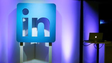 Logo de LinkedIn en una presentación en San Francisco.&nbsp; &nbsp;