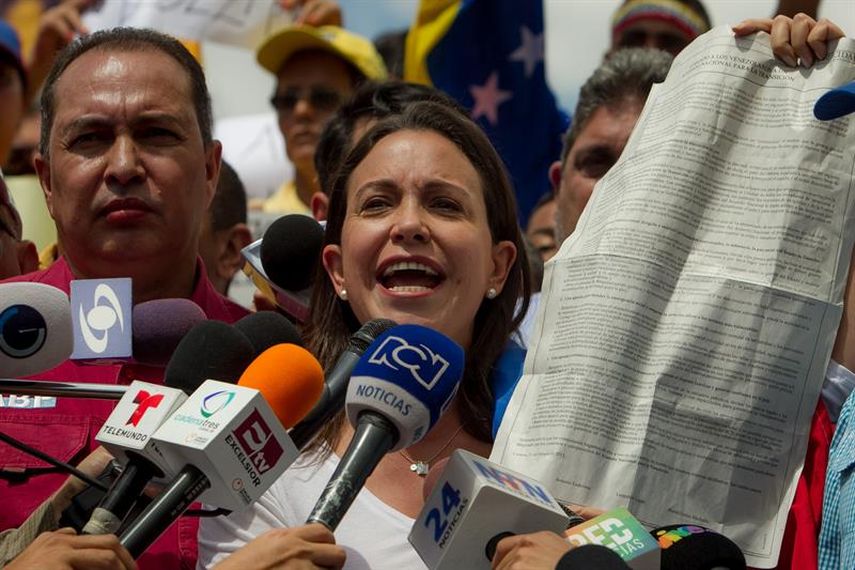 La exdiputada venezolana María Corina Machado promueve el Acuerdo Nacional de Transición (EFE)