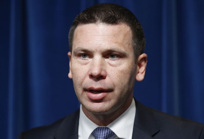 En esta imagen del 20 de septiembre de 2019, el secretario interino de Seguridad Nacional Kevin McAleenan durante una conferencia de prensa en Washington.